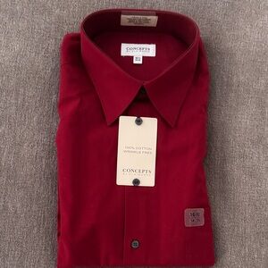 Men’s Claiborne Deep Red Dress Shirt neck 16.5 NWT